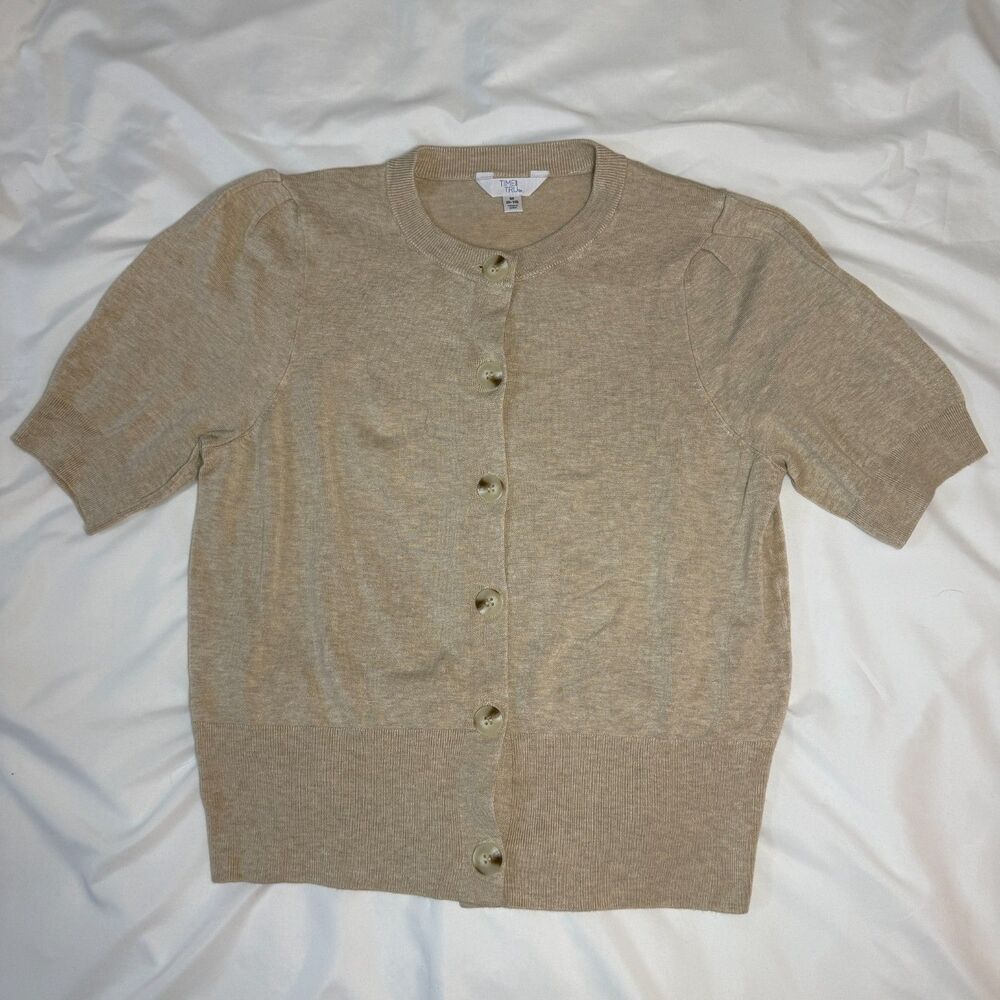 Time and Tru Crewneck Cardigan with Short Sleeves